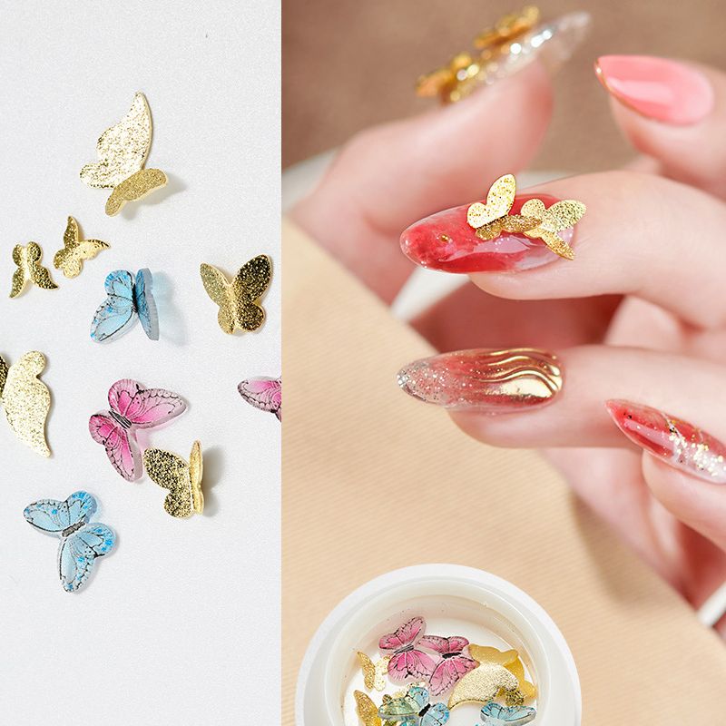 Nail Art Decorations 3D Butterfly Shape Metal With Rhinestone For